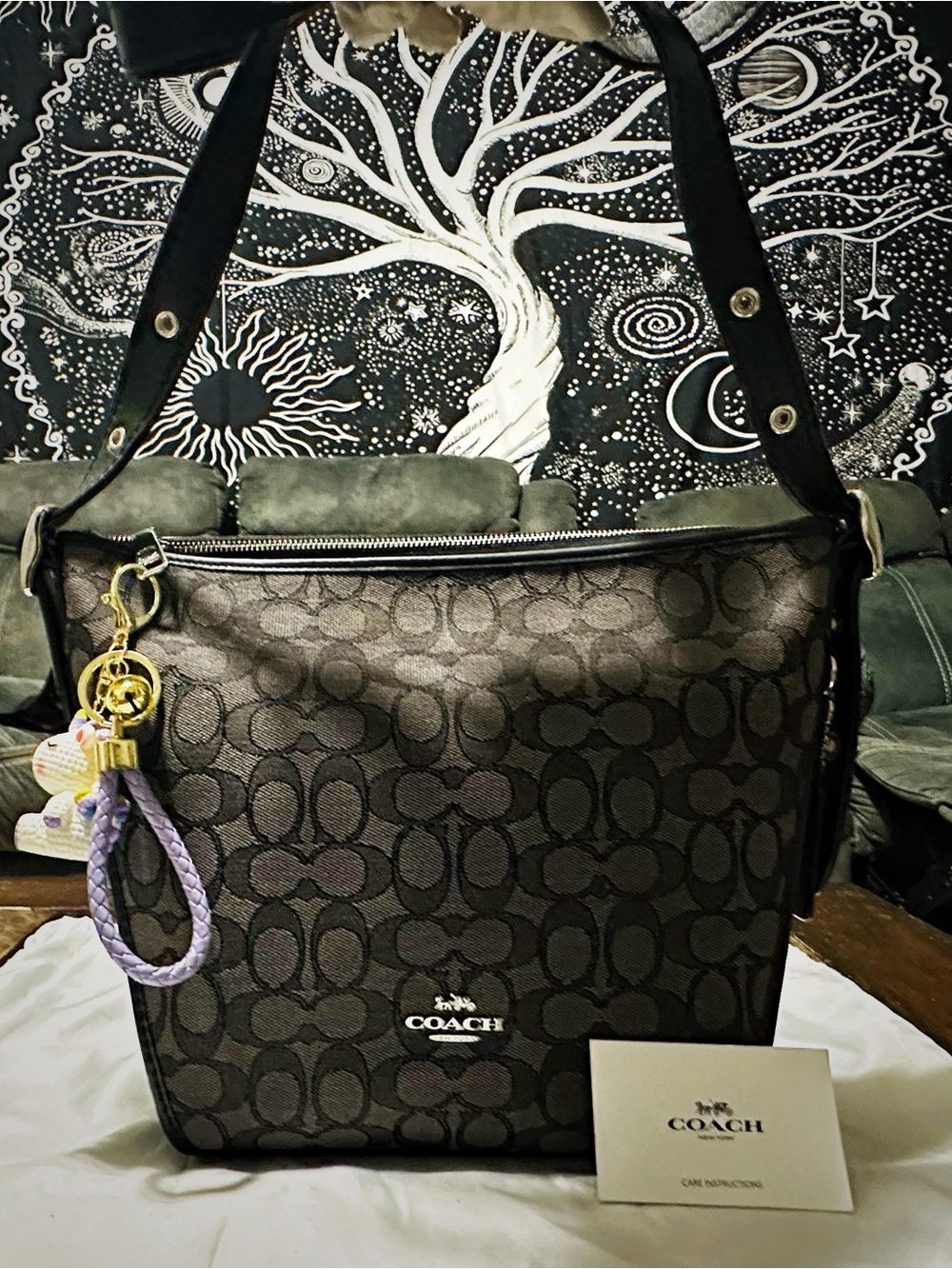 Rare Coach Y2K Brown Signature Crossbody Bag - Brown leather and canvas - Picture 11 of 17
